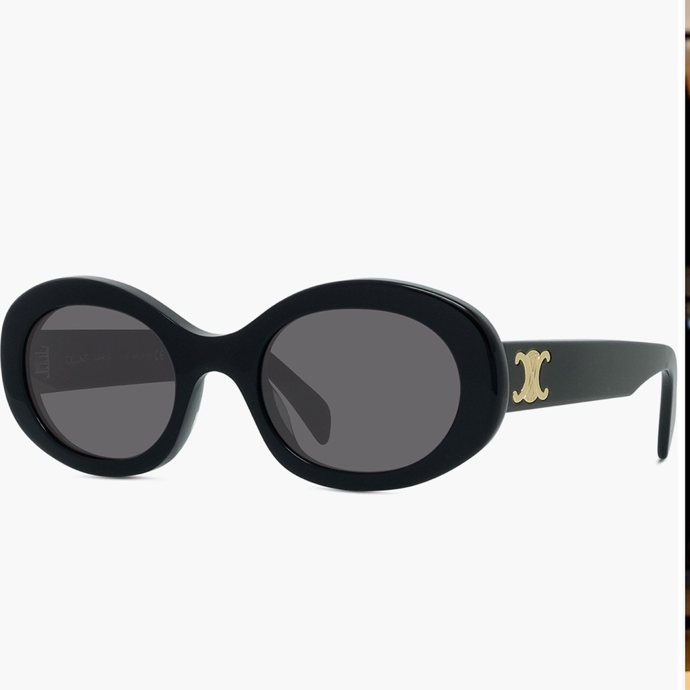 Celine Black Triomphe Oval Sunglasses